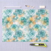 Blauwgroen Gele Alcoholinkt Illustratie Print Tissuepapier (Craft)