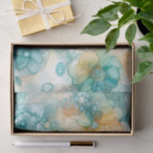 Blauwgroen Gele Alcoholinkt Illustratie Print Tissuepapier (Geschenk)