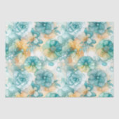 Blauwgroen Gele Alcoholinkt Illustratie Print Tissuepapier (Voorkant)