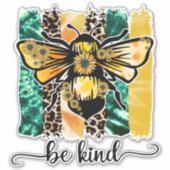 Blauwgroen gele Cheetah Leopard Bee-Sind Sticker (Voorkant)