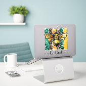 Blauwgroen gele Cheetah Leopard Bee-Sind Sticker (Laptop op bureau)