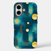 Blauwgroen & Gele Geometrische Kunst Telefoonhoes Case-Mate iPhone Case (Achterkant)
