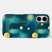 Blauwgroen & Gele Geometrische Kunst Telefoonhoes Case-Mate iPhone Case (Achterkant (horizontaal))