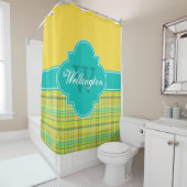 Blauwgroen Gele Madras Plaid 1ICB Lint Naam Douchegordijn (In situ)