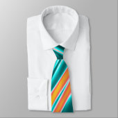 Blauwgroen gele Oranje Abstracte strepen Stropdas (Gebonden)