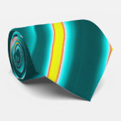 Blauwgroen gele Oranje Abstracte strepen Stropdas (Opgerold)