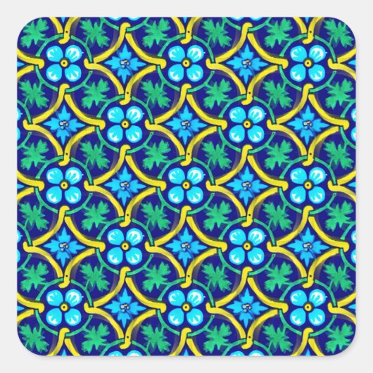 Blauwgroen gele platformindustrie van Mexicaans te Vierkante Sticker (Voorkant)