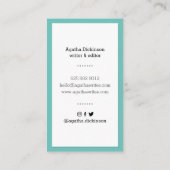 Blauwgroen gele retro typemachine professionele sc visitekaartje (Achterkant)