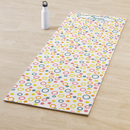 Blauwgroen gele roze Oranje cirkels Stippen Yogamat