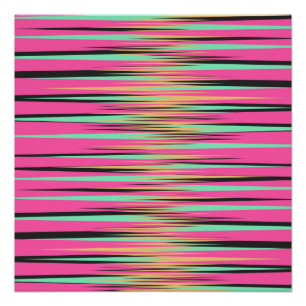 Blauwgroen, gele, zwarte en roze strepen poster