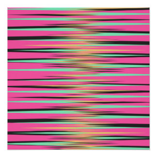 Blauwgroen, gele, zwarte en roze strepen poster