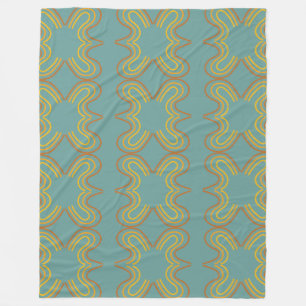 Blauwgroen geometrisch lijnpatroon fleece deken