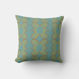Blauwgroen geometrisch lijnpatroon kussen