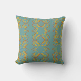 Blauwgroen geometrisch lijnpatroon kussen
