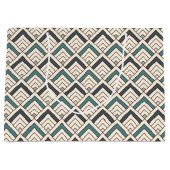 Blauwgroen geometrisch patroon groot cadeauzakje (Voorkant)