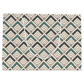 Blauwgroen geometrisch patroon groot cadeauzakje (Achterkant)