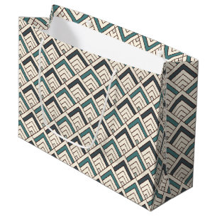 Blauwgroen geometrisch patroon groot cadeauzakje