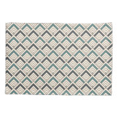 Blauwgroen geometrisch patroon kussensloop (Achterkant-Links)