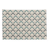 Blauwgroen geometrisch patroon kussensloop (Achterkant-Rechts)