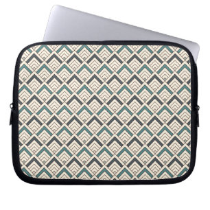 Blauwgroen geometrisch patroon laptop sleeve