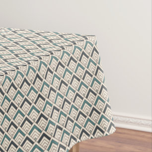 Blauwgroen geometrisch patroon tafelkleed