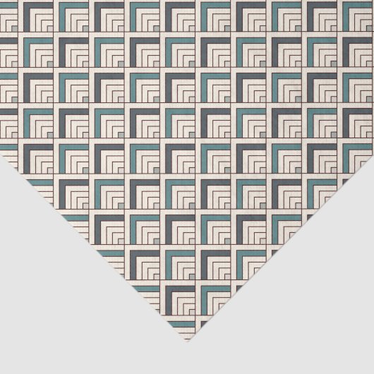 Blauwgroen geometrisch patroon tissuepapier (Detail)