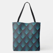 Blauwgroen geometrisch patroon tote bag (Achterkant)