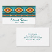 Blauwgroen geometrisch patroon. visitekaartje (Voorkant / Achterkant)