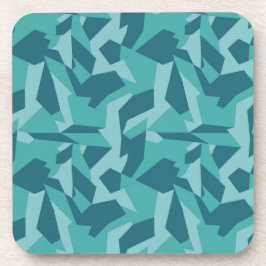 Blauwgroen geometrische Camo Plastic Onderzetter S