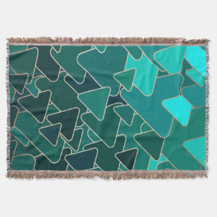 Blauwgroen geometrische driehoek deken