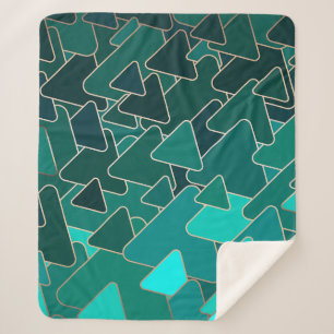 Blauwgroen geometrische driehoek sherpa deken