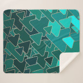 Blauwgroen geometrische driehoek sherpa deken (Voorkant (horizontaal))