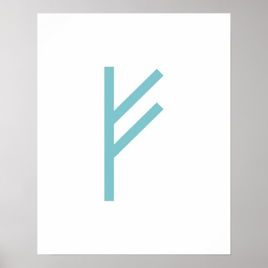 Blauwgroen Geometrische Fehu (Welvaart) Viking Run Poster (Voorkant)