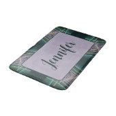 Blauwgroen geometrische fractal art grafische naam badmat (Gekanteld)