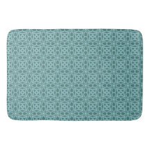 Blauwgroen geometrische patroon badmat