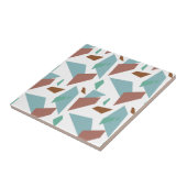 Blauwgroen geometrische vormen naadloos patroon tegeltje (Zijkant)