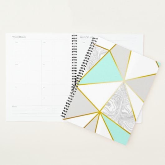 Blauwgroen geometrische vormen planner (Display)