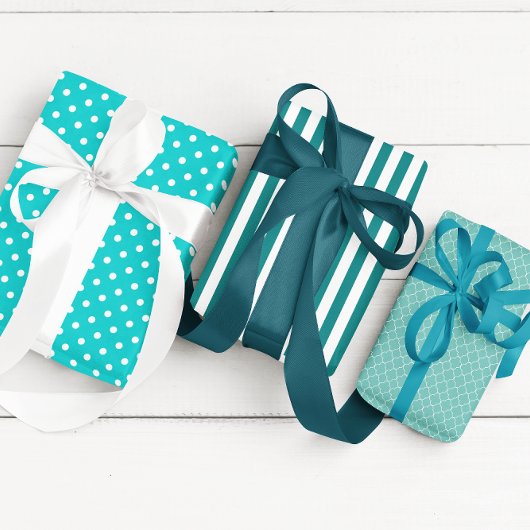 Blauwgroen gepatterd inpakpapier vel