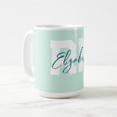 Blauwgroen gepersonaliseerd RN Koffiemok (Voorkant links)