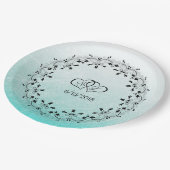 Blauwgroen gepersonaliseerde bruiloft papier Borde Papieren Bordje (Gekanteld)