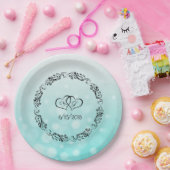 Blauwgroen gepersonaliseerde bruiloft papier Borde Papieren Bordje (Feest)