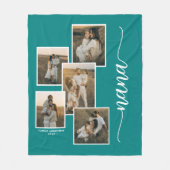 Blauwgroen Gepersonaliseerde Nana Grandkid 5 Fotoc Fleece Deken (Voorkant)