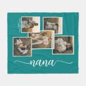 Blauwgroen Gepersonaliseerde Nana Grandkid 5 Fotoc Fleece Deken (Voorkant (Horizontaal))
