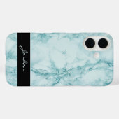 Blauwgroen gepolijste marmeren steen met naam Case-Mate iPhone case (Achterkant (horizontaal))