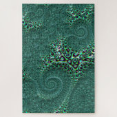 Blauwgroen Gepotte octopus Fractal Abstract Onmoge Legpuzzel (Verticaal)