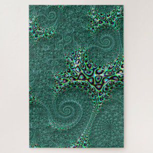 Blauwgroen Gepotte octopus Fractal Abstract Onmoge Legpuzzel