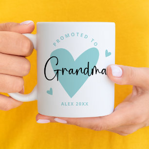 Blauwgroen Gepromoveerd naar Oma Hart Baby Boy Koffiemok