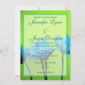 Blauwgroen Gerber Daisies over Lime Green Wedding  Kaart (Achterkant)