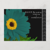 Blauwgroen Gerber Daisy bruiloft uitnodiging Briefkaart (Achterkant)