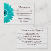 Blauwgroen Gerber Daisy Wedding Reception Directio Informatiekaartje (Voorkant / Achterkant)